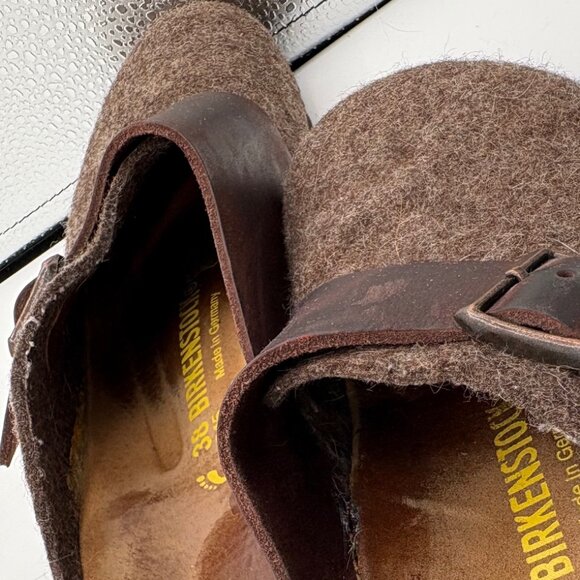Birkenstock Basel Cocoa Habana Wool Felt leather buckle Clogs Size 7.5- 8 EU 38 - Picture 3 of 10
